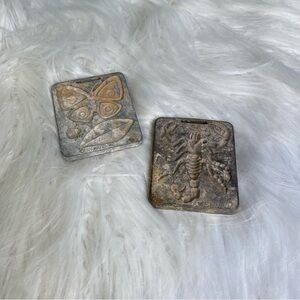 Two Vintage 1964 Mattel Thingmaker Metal Molds Butterfly Scorpion Leaf Beetle